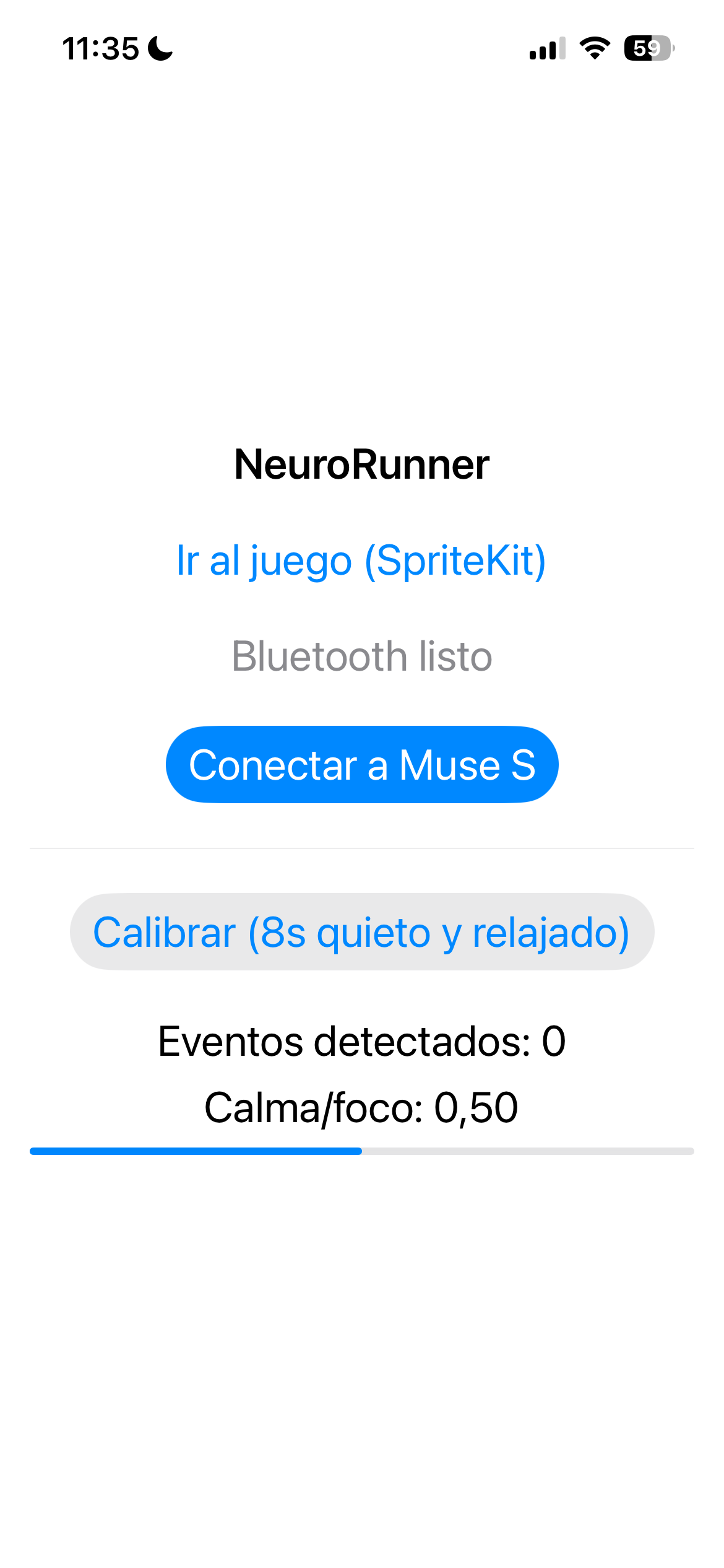 Neuro Runner — main menu