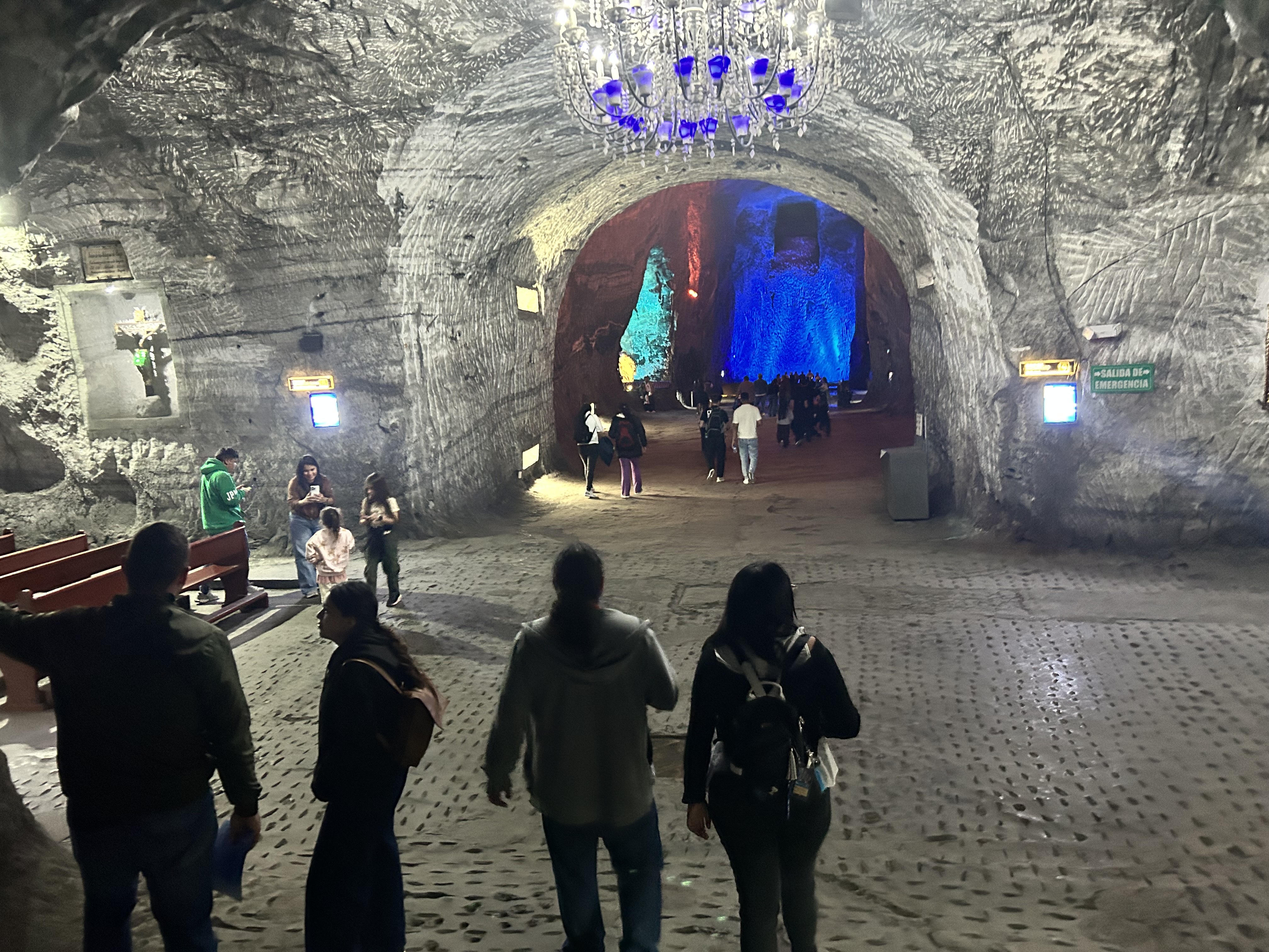 Interior of the Catedral de Sal de Zipaquirá showing the main nave and arches