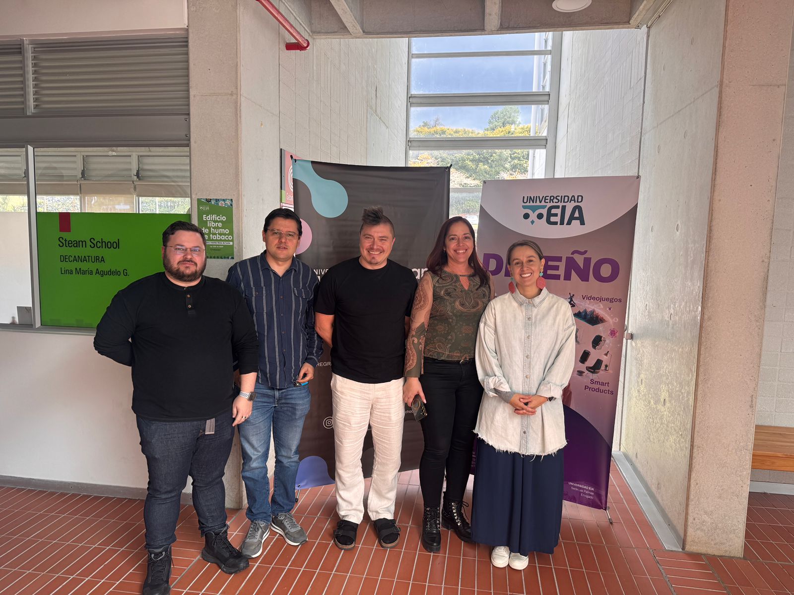 Group photo at Universidad EIA with Prof. Duvan Gomez and Dean Lina María Agudelo Gutiérrez